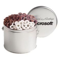 3 Way Chocolate Pretzel Tin / 1/2 Gallon