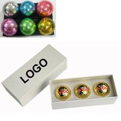 3pcs Metallic Color Rubber Golf Balls Gift