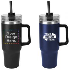 40 Oz Stainless Steel Vacuum Coffee Mug With Straw