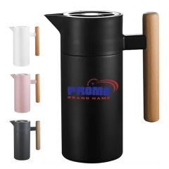 40 Oz Insulated Thermal Coffee Carafe With Wood Handle 1.2L