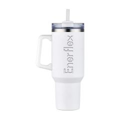40 Oz Stainless Steel Travel Mug With Handle and Straw
