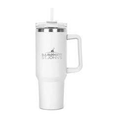 40 Oz Stainless Steel Travel Mug With Handle and Straw