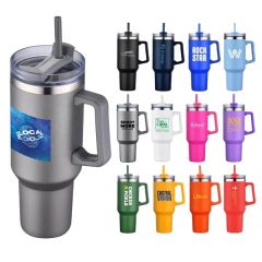 40 Oz Travel Stainless Vacuum Insulated Mug W/ Handle