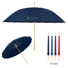 46 Inch Arc Umbrella With 100 Percent RPET Canopy & Bamboo Handle