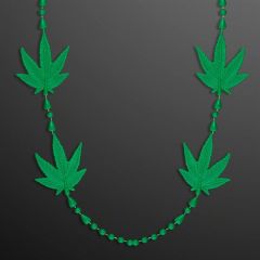 4-Charm Pot Leaf Necklace Cannabis Beads Non-Light Up