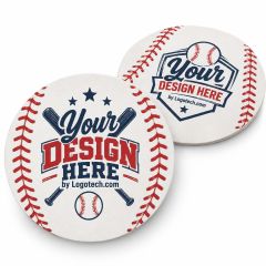 4 Inch Custom Baseball Coasters - 2 Sided Imprint
