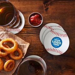 4 Inch Custom Baseball Coasters - 2 Sided Imprint