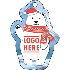 1/4 Inch Recycled Wood Ornaments-Bear In Scarf