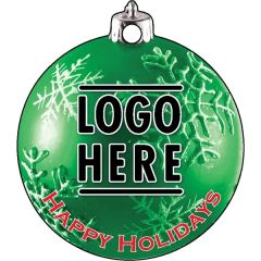 1/4 Inch Recycled Wood Ornaments-Bulb 3 - Snowflake2 - Green