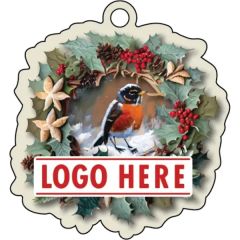1/4 Inch Recycled Wood Ornaments-Wreath With Bird