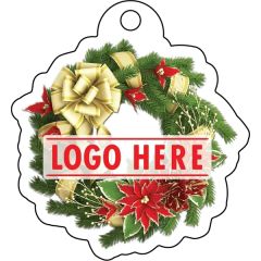 1/4 Inch Recycled Wood Ornaments-Wreath With Poinsettia