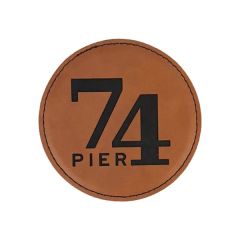4 Inch Round Leatherette Coaster