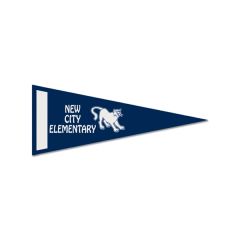 4 Inch X 10 Inch Colored Felt Pennant With 1 Inch Screened Strip