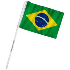 4 Inch X 6 Inch Brazil Imprinted Staff Polyester Stick Flags