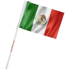 4 Inch X 6 Inch Mexico Imprinted Staff Polyester Stick Flags