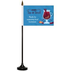 4 Inch X 6 Inch Single Reverse Stick Flag With Black Plastic Base