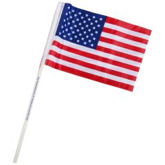 4 Inch X 6 Inch US Imprinted Staff Polyester Stick Flags