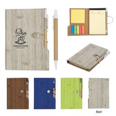 4 Inch X 6 Inch Woodgrain Look Notebook With Sticky Notes and Flags