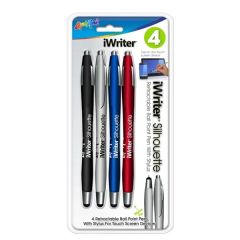 4 Pack Iwriter Silhouette Ball Point Pen With Stylus