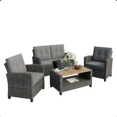 4-Piece All-Weather Wicker Patio Conversation Set