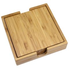 4-Piece Bamboo Coaster Set With Case