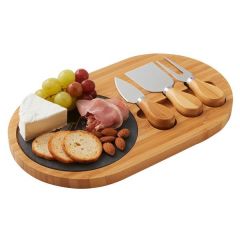 4 Piece Oval Slate Cheese Board Set