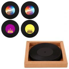 4 Piece Record Coaster Set In Box