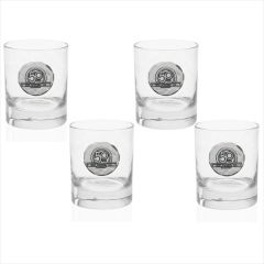 4-Piece Rocks Glass Set With Metal Medallion