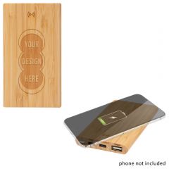 5000 MAh Bamboo Power Bank & 10w Wireless Charger