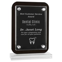 5 1/2 Inch X 7 3/4 Inch Black Floating Glass Standup Plaque