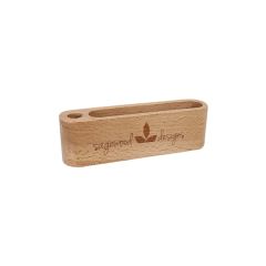 5 1/4 Inch Beech Wood Business Card/Pen Holder