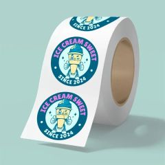 5 Inch X 5 Inch Bopp Stickers On Roll - 3.5 MIL