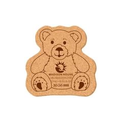 5 Inch X 5 Inch Teddy Bear Shape Cork Coasters
