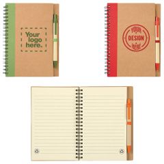 5 Inch X 7 Inch Eco Spiral Notebook With Pen