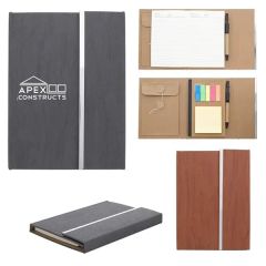 5 Inch X 7 Inch Woodgrain Padfolio With Sticky Notes and Flags