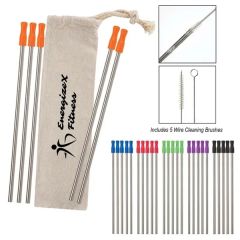 5-Pack Stainless Straw Kit With Cotton Pouch