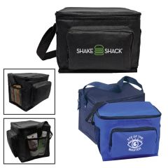 600d Polyester 6-Pack Cooler W/Side Pockets & Pouch