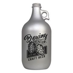 64 Oz Matte Silver Glass Growler