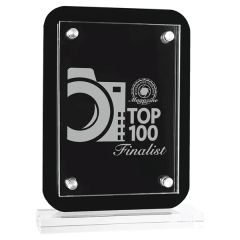 6 1/2 Inch X 8 3/4 Inch Black Floating Glass Standup Plaque