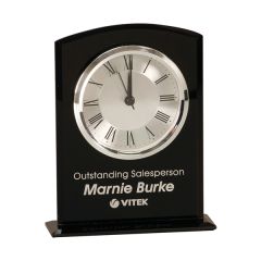 6 1/4 Inch Black Arch Glass Clock