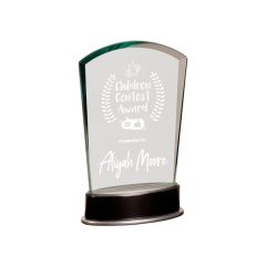 6 3/4 Inch Jade Fan Metro Glass Award