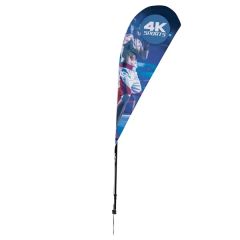 6 Ft Streamline Teardrop Sail Sign Flag, 1-Sided With Spike