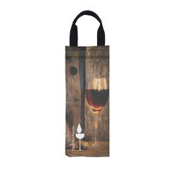 6 Inch  W X 16 Inch  H Canvas Wine Bag