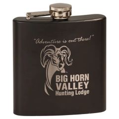 6 Oz Black Stainless Steel Flask