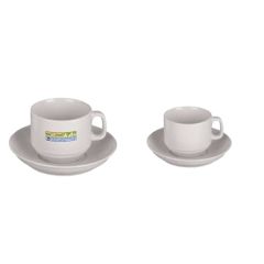 6 Oz White Cappuccino and Saucer Set