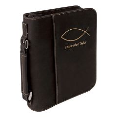 7 1/2 Inch X 10 3/4 Inch Black & Gold Leatherette Book/Bible Cover