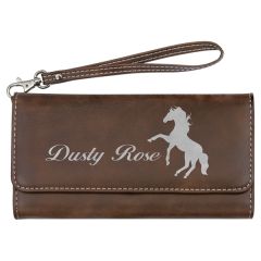 7 1/2 Inch X 4 Inch Laserable Leatherette Wallet With Strap