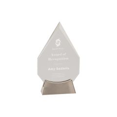 7 3/4 Inch Clear Diamond Platinum Glass Award W/ Metal Base