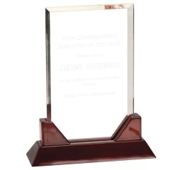 7 3/4 Inch Rectangle Prestige Acrylic Award W/ Rosewood Base