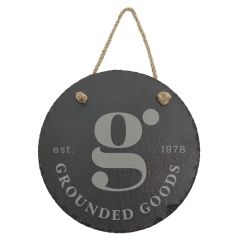 7 3/4 Inch Round Slate Decor With Hanger String